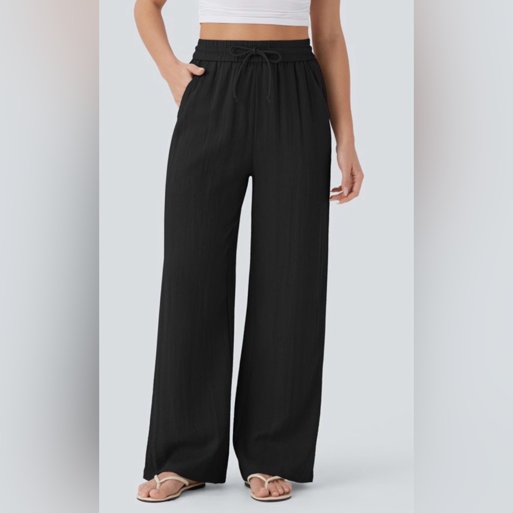 HALARA Black Wide Leg Drawstring Pants
